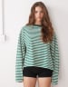 Lioness Bloom long sleeve crew neck boxy T-shirt in beige & navy stripe