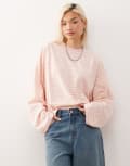 [Lioness] Lioness Bloom cotton-blend long sleeve crew neck boxy t-shirt in lemon & pink stripe-Multi XS LEMON & PINK STRIPE