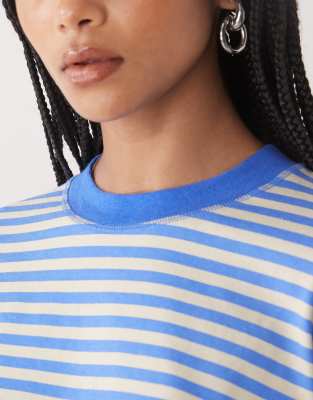 Lioness Bloom Cotton Blend Long Sleeve Crew Neck Boxy T-shirt In Blue