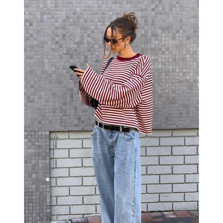 Plus Size Color Block Long Sleeve Tee – Women's Floral & Plaid Tops For Fall & Winter - View #5