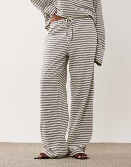 Lioness Bloom cotton blend straight leg pants in ash stripe, 3 of 5