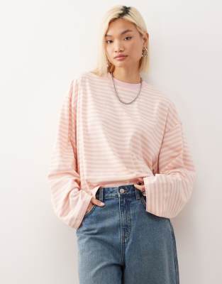 Lioness Bloom Cotton Long Sleeve Crew Neck Boxy T-shirt In Pink