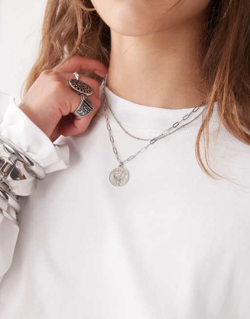 Lioness Bloom cotton long sleeve crew neck boxy T-shirt in white