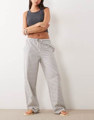 Bloom - Pantalon droit en coton mélangé - Rayures cendrées-Gris XS