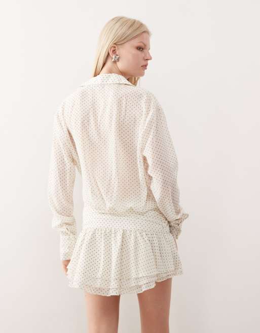 lioness white shirt dress Lioness, Shirt styled mini dress, Features a pinstripe