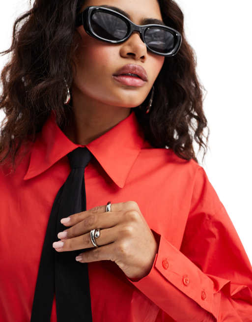 Lioness Camicia rossa con cravatta nera in coordinato ASOS