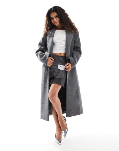 Lioness - Cappotto lungo elegante antracite con spalle scivolate - view 1