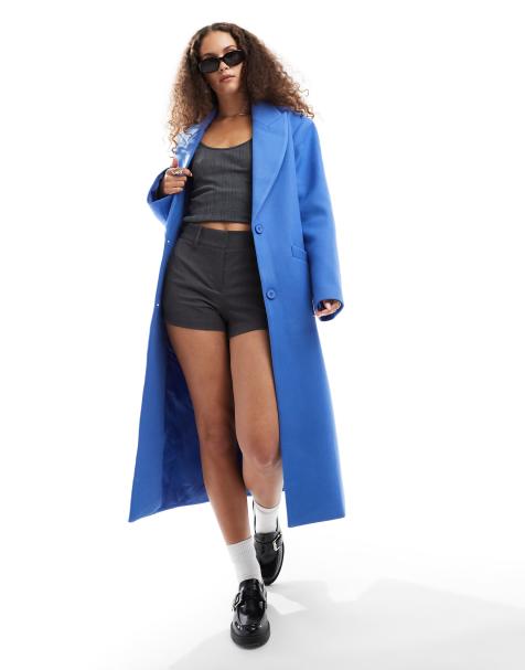Lioness - Cappotto lungo elegante cobalto con spalle scivolate - view 1