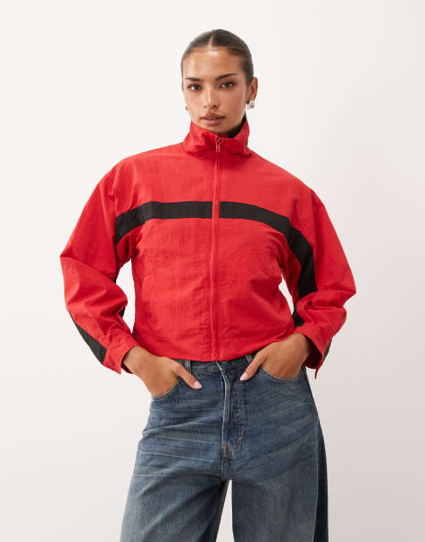 Lioness - chaqueta cortavientos esencial con cuello alzado en rojo llama - view 1