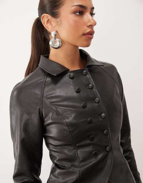 Lioness - Chaqueta de polipiel con detalle de botones estilo Napoleón en negro, parte de un conjunto - view 1