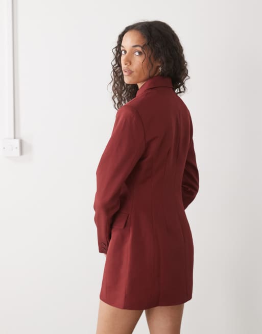 Lioness - Cheri - Elegante mini blazerjurk met structuur en knopen aan de voorkant in rood, 3 van 4