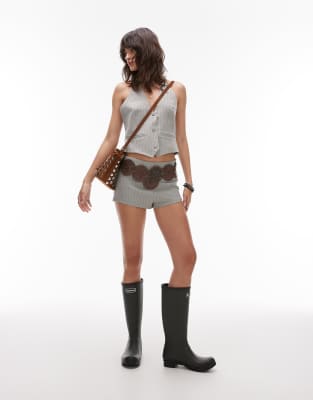 Lioness Lioness Chloe tailored hot pants co-ord in grey stripe-Multi