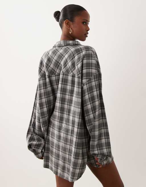 Lioness - Clarity - Camicia comoda a quadri color ardesia con bottoni, 4 di 4