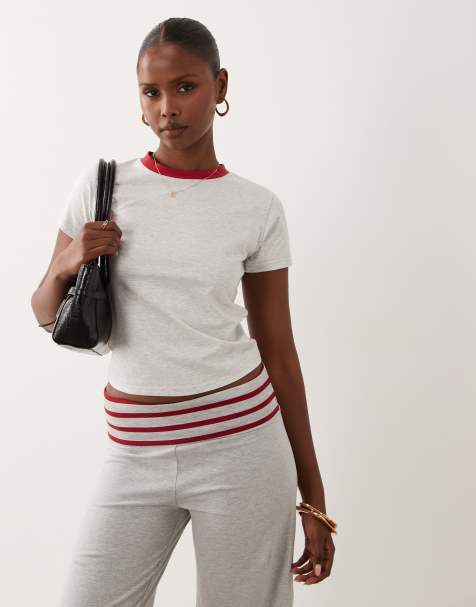 Lioness Clubhouse cotton ringer baby tee co-ord in grey marl - view 1