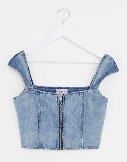 Forever 21 cheap denim crop top