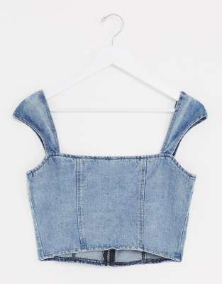 denim bustier crop top
