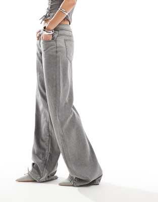 Lioness Denim Jeans With Cross Waist In Gray