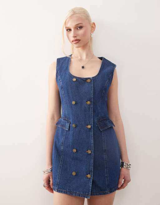 lioness denim mini dress Lioness Girl Next Door Denim Mini Dress