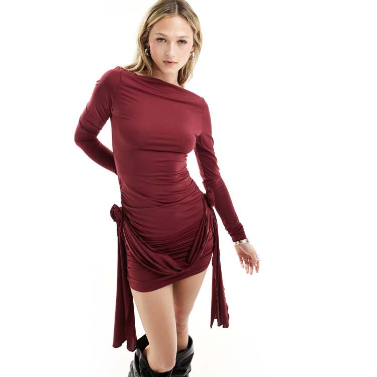 mini dress feathers Portia and Scarlett Feather Trim Sequin Mini Dress-PS23109- White