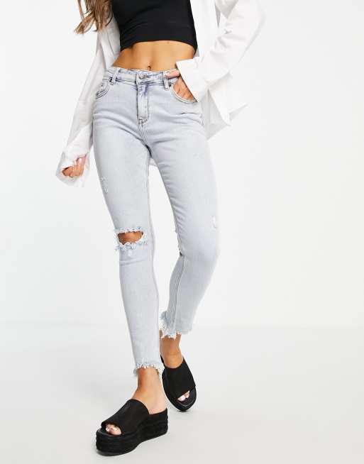 Lioness - Easy Rider - Lyse skinny-jeans i denim med flænger, 4 af 4