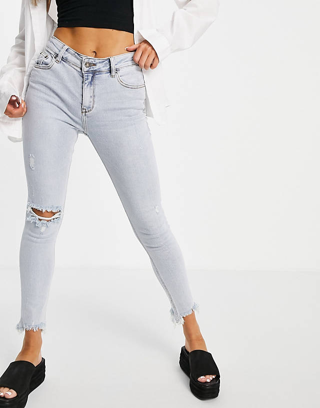 Lioness - easy rider ripped skinny jeans in light wash denim