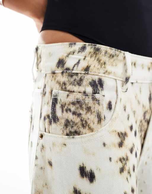 Lioness - Ecrufarvede jeans med barrel-ben og leopardprint, 3 af 5