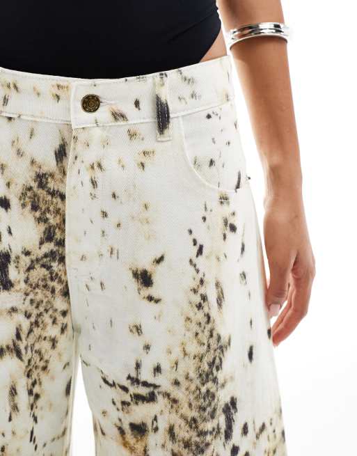 Lioness - Ecrufarvede jeans med barrel-ben og leopardprint, 5 af 5