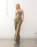 [Lioness] Lioness Elements linen look cotton low waisted tailored wide leg pants in sage (part of a set)-Green XXL Sage