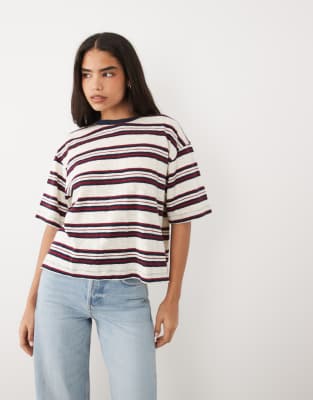 Lioness Emerging Cotton Oversized Short Sleeve Boxy Side Slit T-shirt In Multi