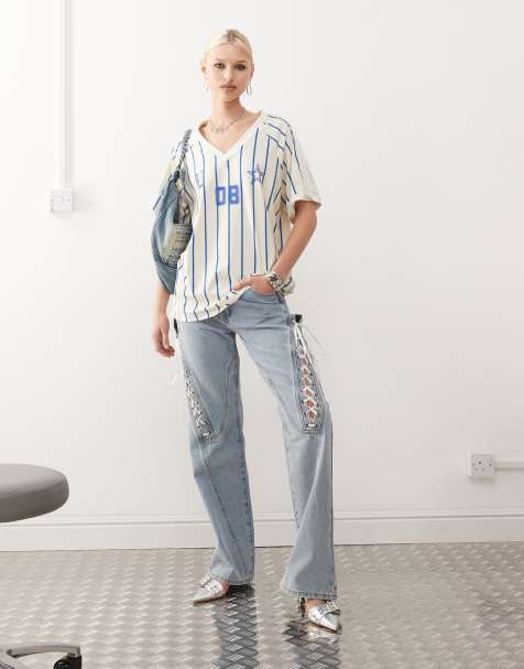 Lioness - Ensemble avec jean et maillot de sport à col V - Bleu délavé - view 1