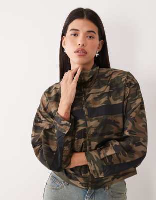 Lioness Essential Funnel Neck Windbreaker Jacket In Brown