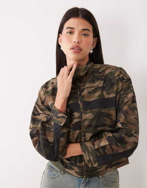 Lioness Essential funnel neck windbreaker jacket in camo - view 1