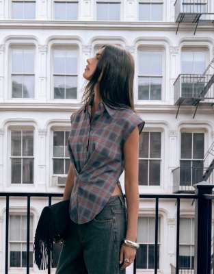 Lioness Exclusive Camden Cap Sleeve Cinched Waist Shirt In Multi