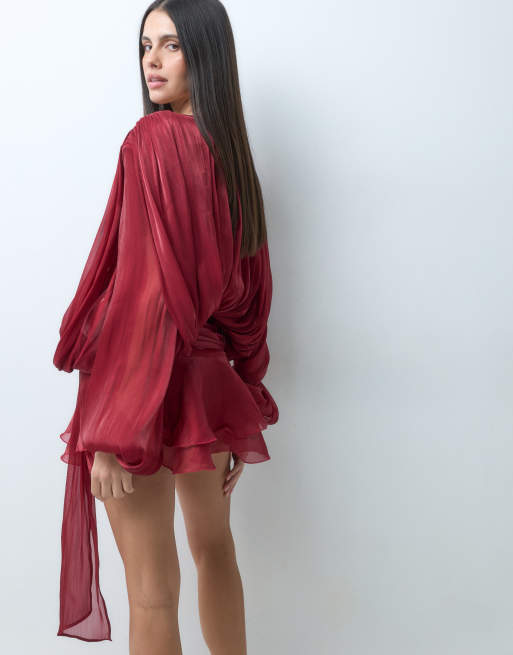 Lioness exclusive Elements high sheen chiffon drape detail balloon ...