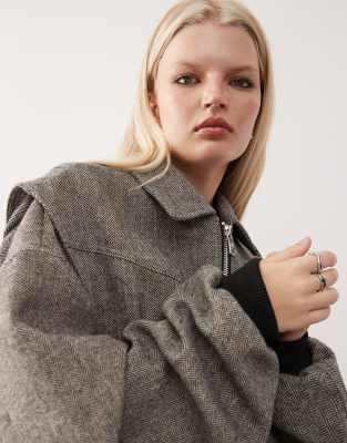 Lioness Exclusive Vista Contrast Stitch Bomber Jacket In Brown