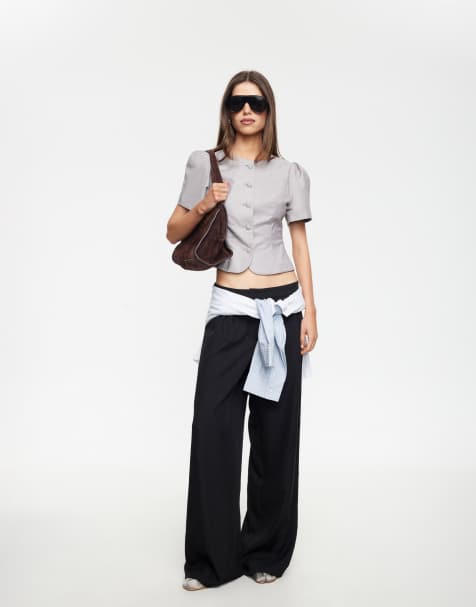 Lioness Femme – Szara bluzka z bufkami i zapięciem na guziki - view 1
