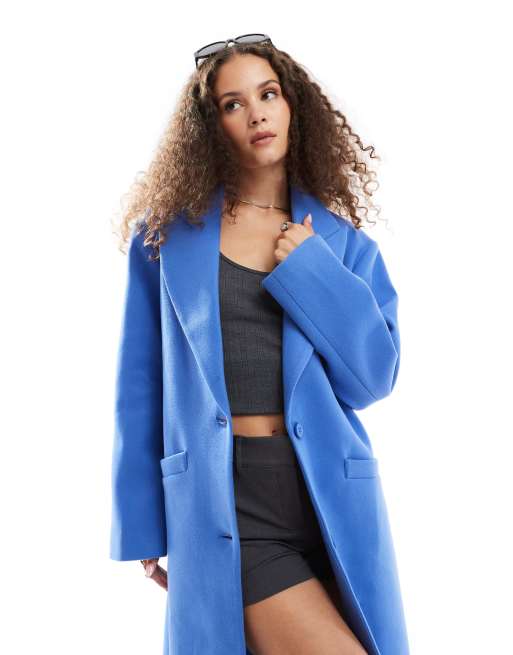 Lioness formal drop shoulder maxi coat in cobalt