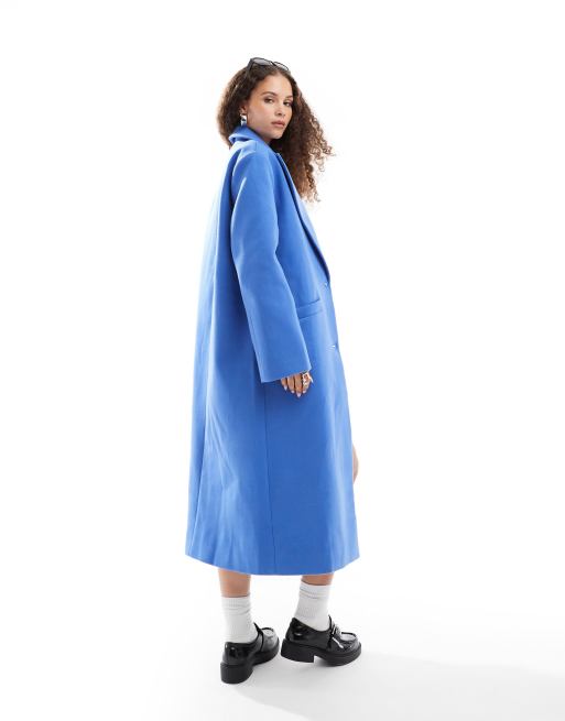 Lioness formal drop shoulder maxi coat in cobalt