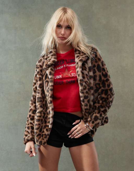  Lioness - Frakke med leopardprint i imiteret pels - Kun hos ASOS