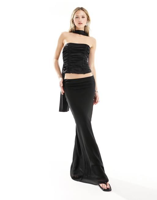 Lioness – Gerade geschnittener Chiffon-Maxirock in Schwarz, Kombiteil