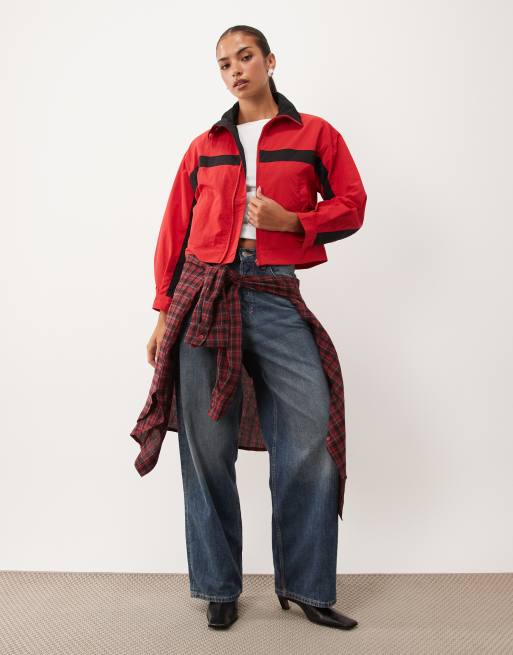 Lioness giacca a vento essenziale con collo a imbuto in rosso fiamma, 2 di 4