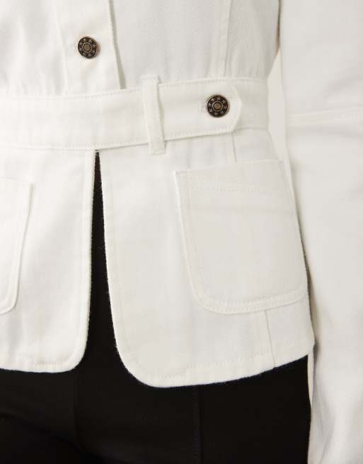 Lioness giacca utility in denim bianca con colletto alla coreana Brooklyn co-ord, 4 di 4