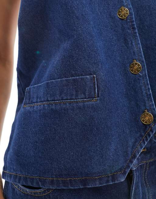 Lioness - Gilet allacciato dietro con schiena scoperta lavaggio indaco in coordinato, 2 di 4