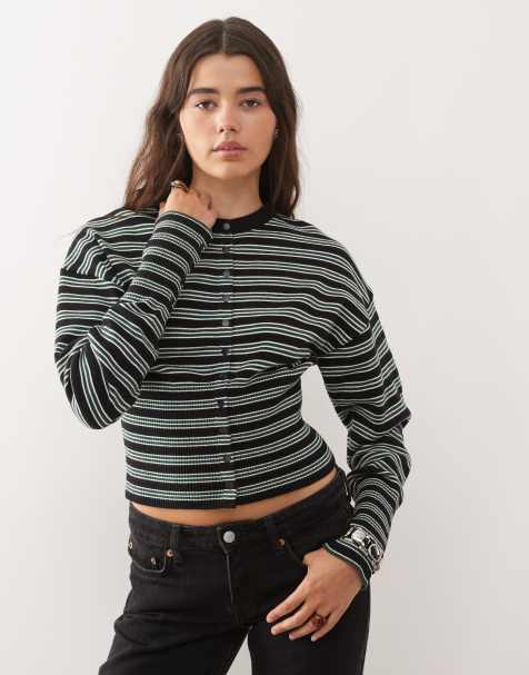 Lioness Head In The Clouds longsleeve cardigan in onyx stripe - view 1