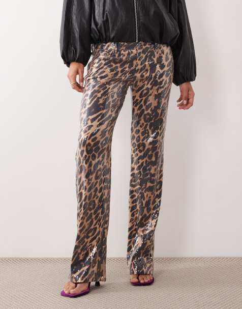 Lioness Heartbreaker lowrise sequin straight leg trouser in safari sequin - view 1