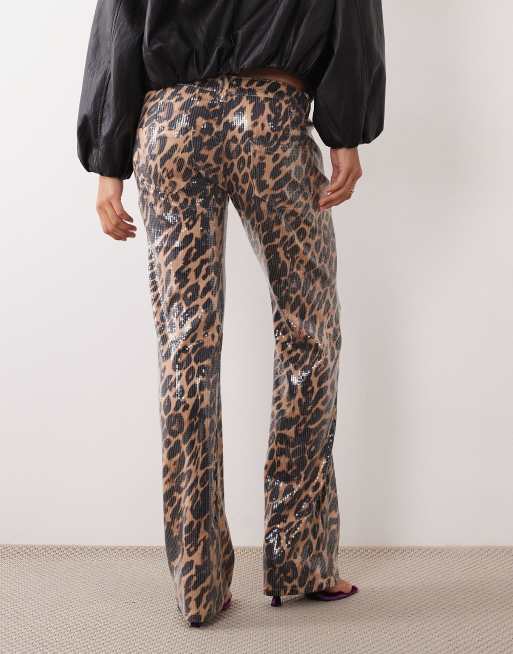 Lioness Heartbreaker lowrise sequin straight leg trouser in safari sequin , 3 of 5