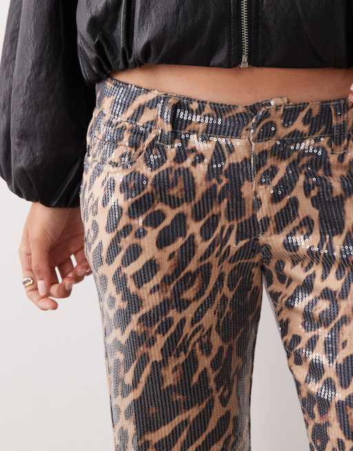 Lioness Heartbreaker lowrise sequin straight leg trouser in safari sequin , 4 of 5