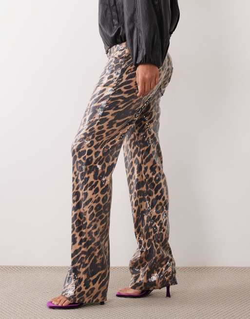 Lioness Heartbreaker pantalon droit taille basse à sequins en sequin safari, 2 de 5