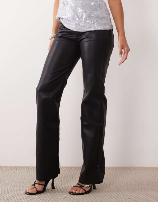 Lioness Heartbreaker pantalon en simili cuir taille basse à jambe droite en vinyle noir, 2 de 5