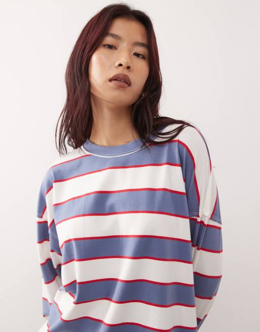 Lioness Horizon oversized longsleeve T-shirt in blue stripe